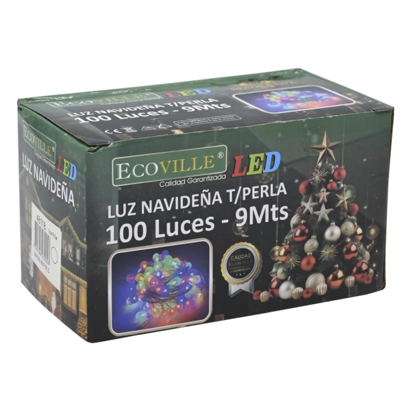 Luz navideña 100 LED 9m luz cálida 3000K Ecoville
